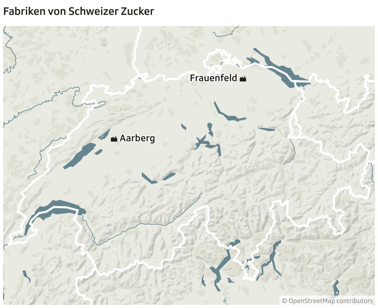 Fabriken von Schweizer Zucker (Locator-Karte)