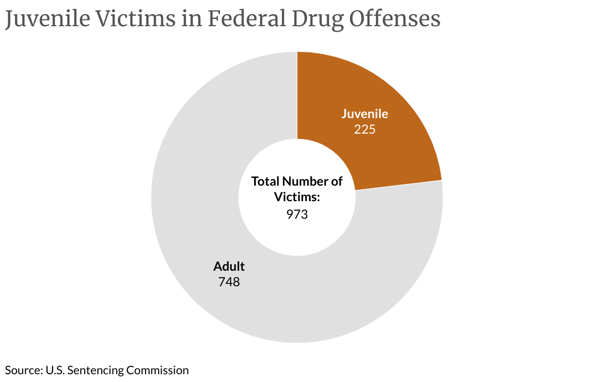 Juvenile Victims in Federal Drug Offenses (Donut Chart)