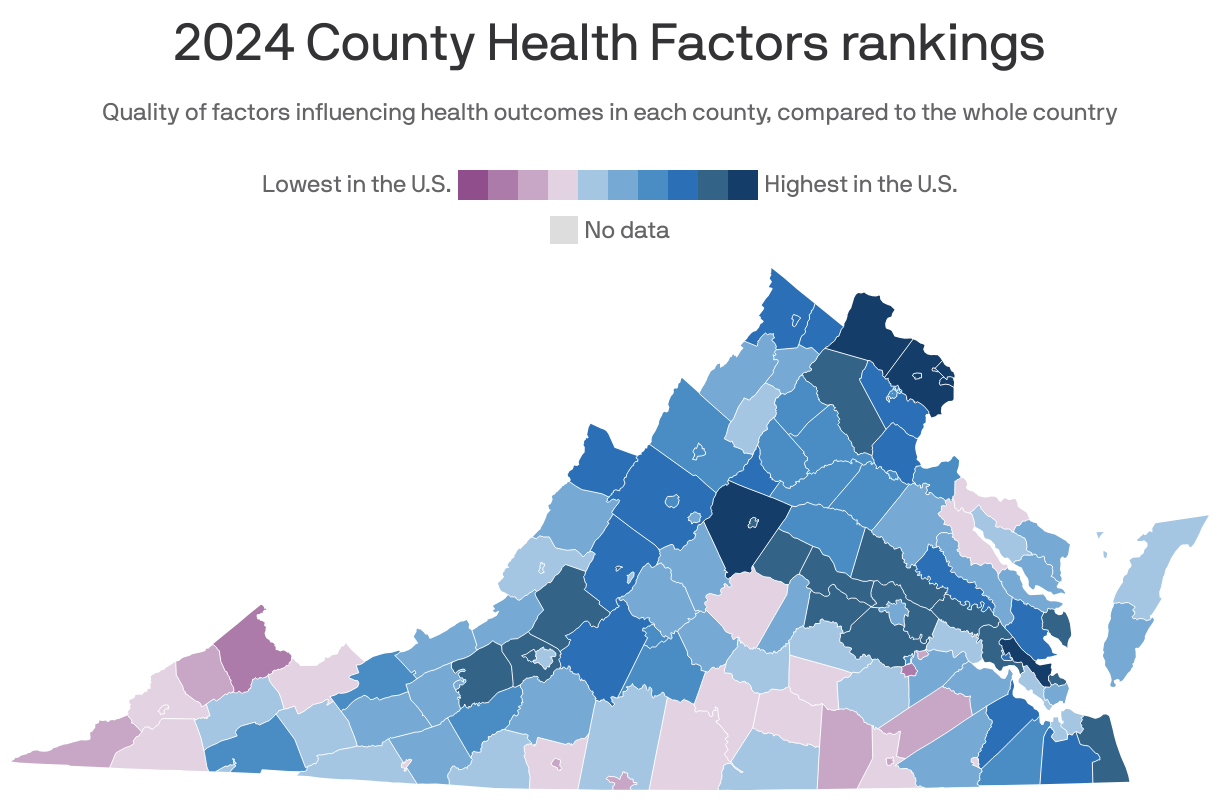 <span style="text-align: center; display: block"> 2024 County Health Factors rankings</span>