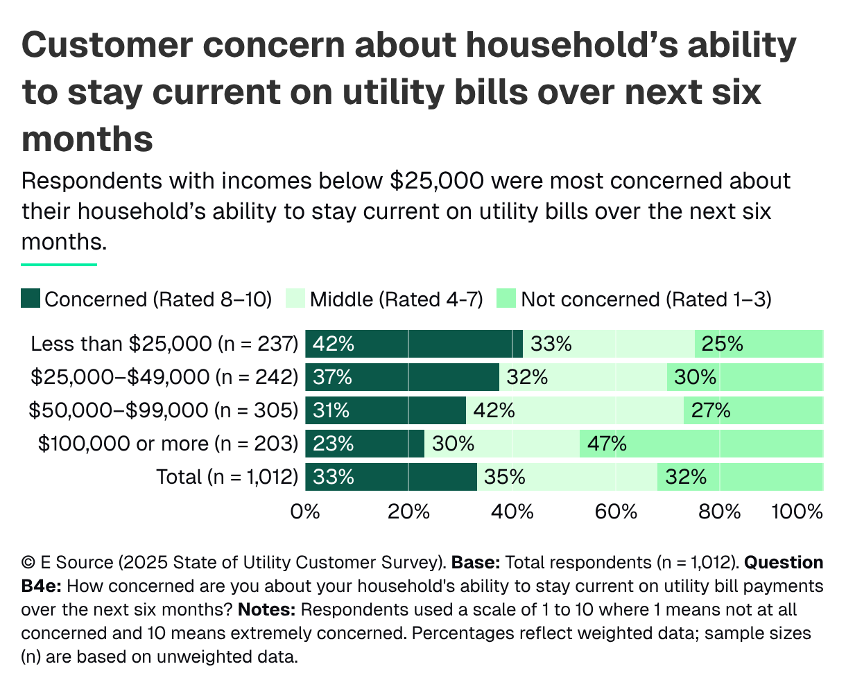 Customer concern about household&rsquo;s ability to stay current on utility bills over next six months
