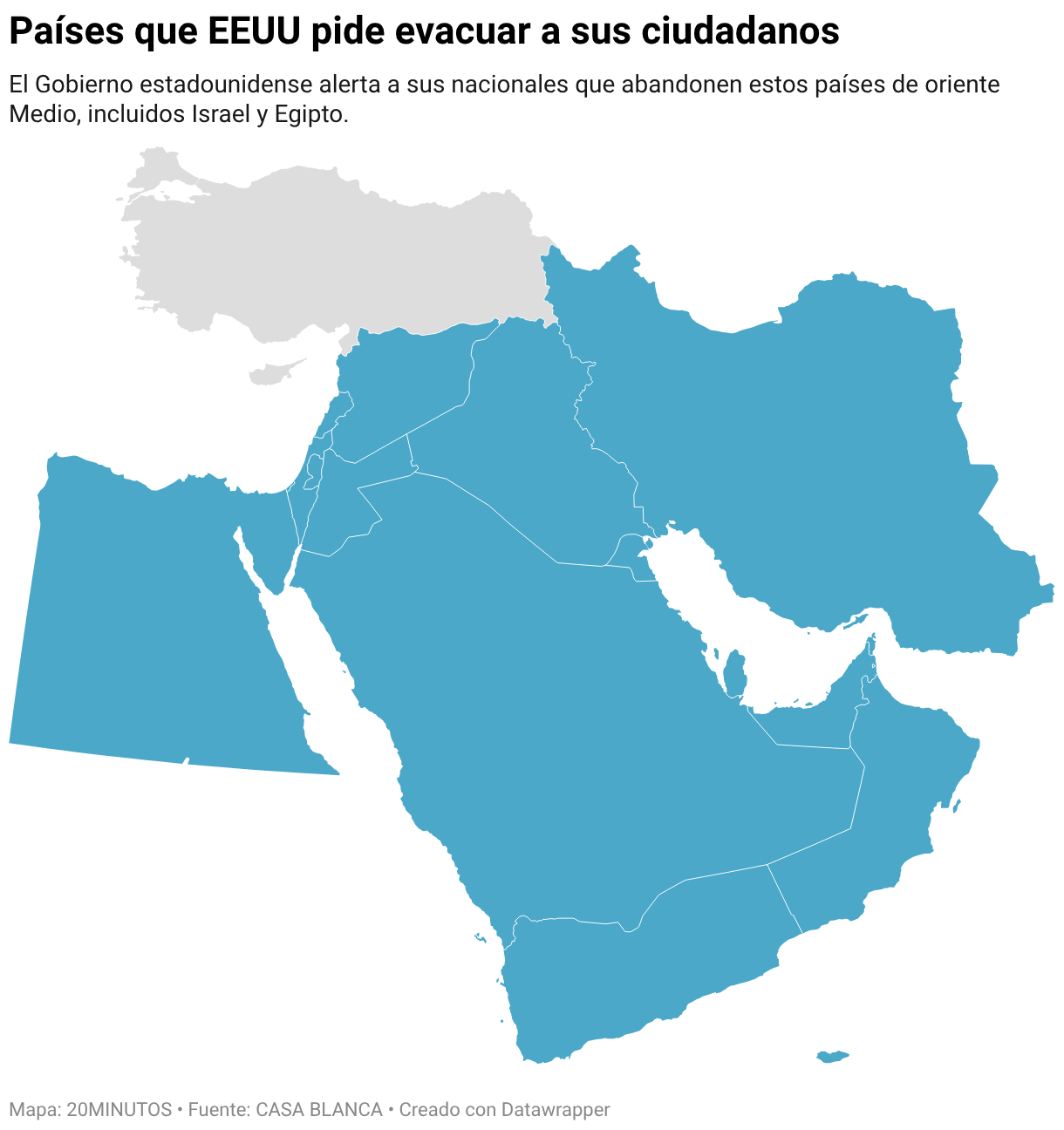 Países que EEUU pide evacuar a sus ciudadanos (Mapa coroplético)