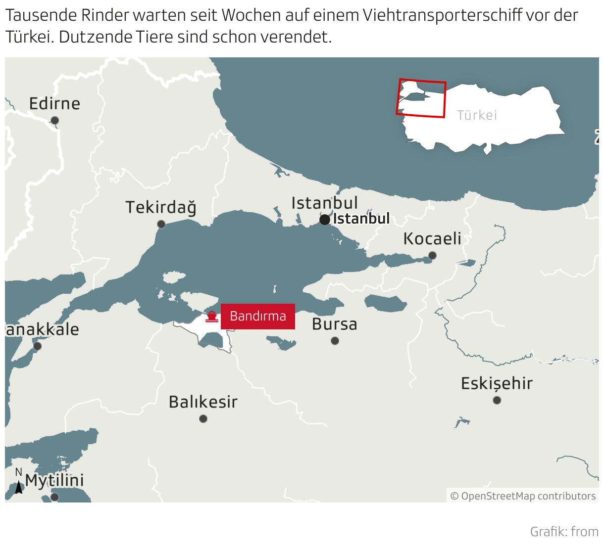 Kartenausschnitt von Bandirma