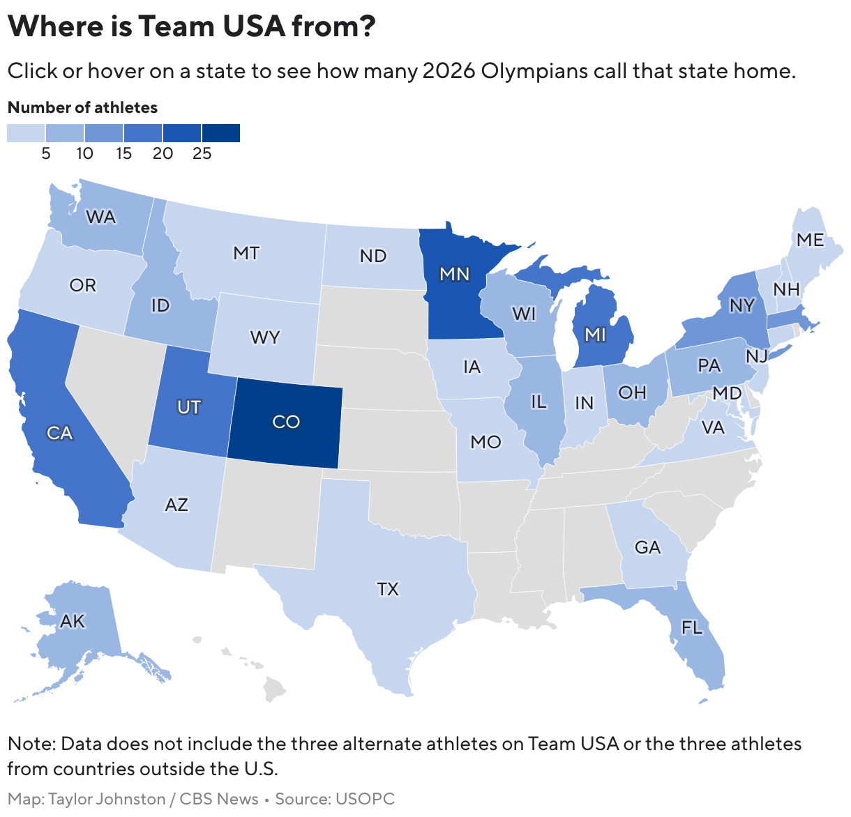 These states and hometowns have the most Team USA athletes going to the 2026 Winter Olympics
