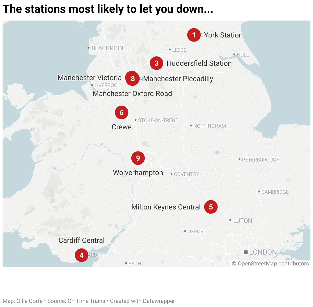 Map of worst-performing train stations.