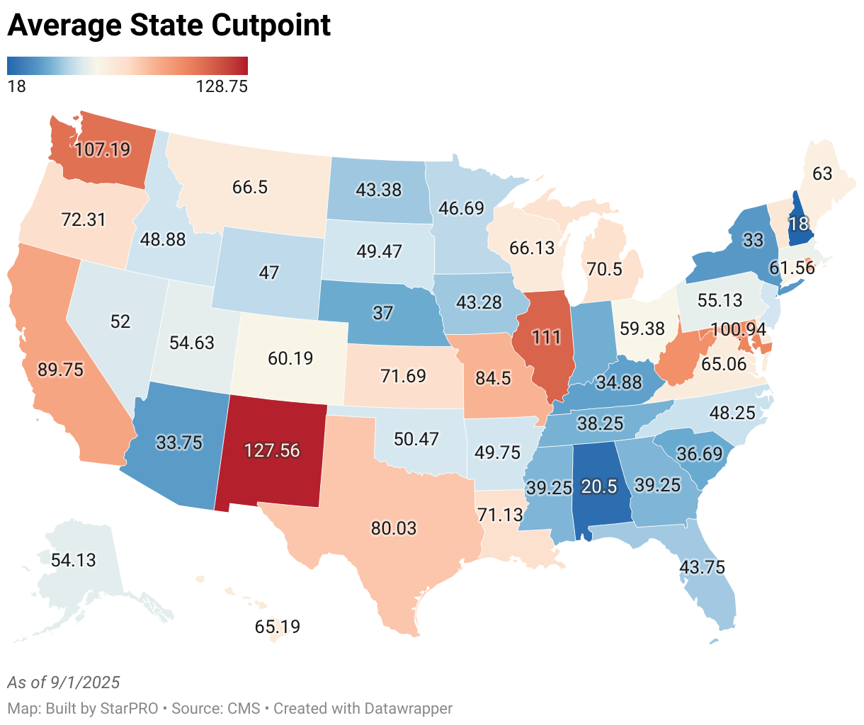 Average State Cutpoint (Choropleth map)