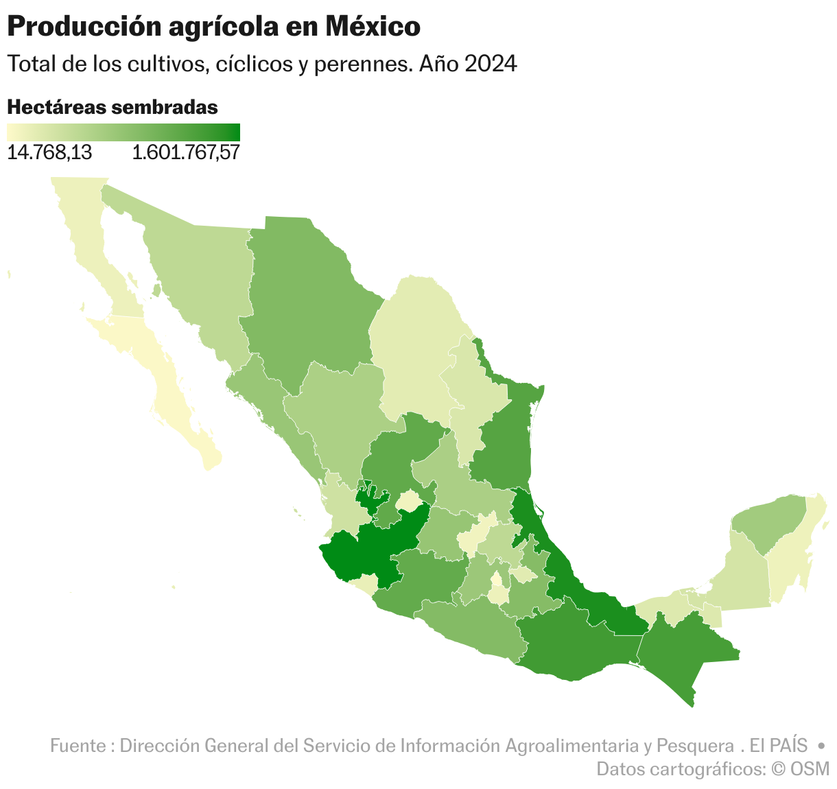 Producción agrícola en México (Mapa coroplético)