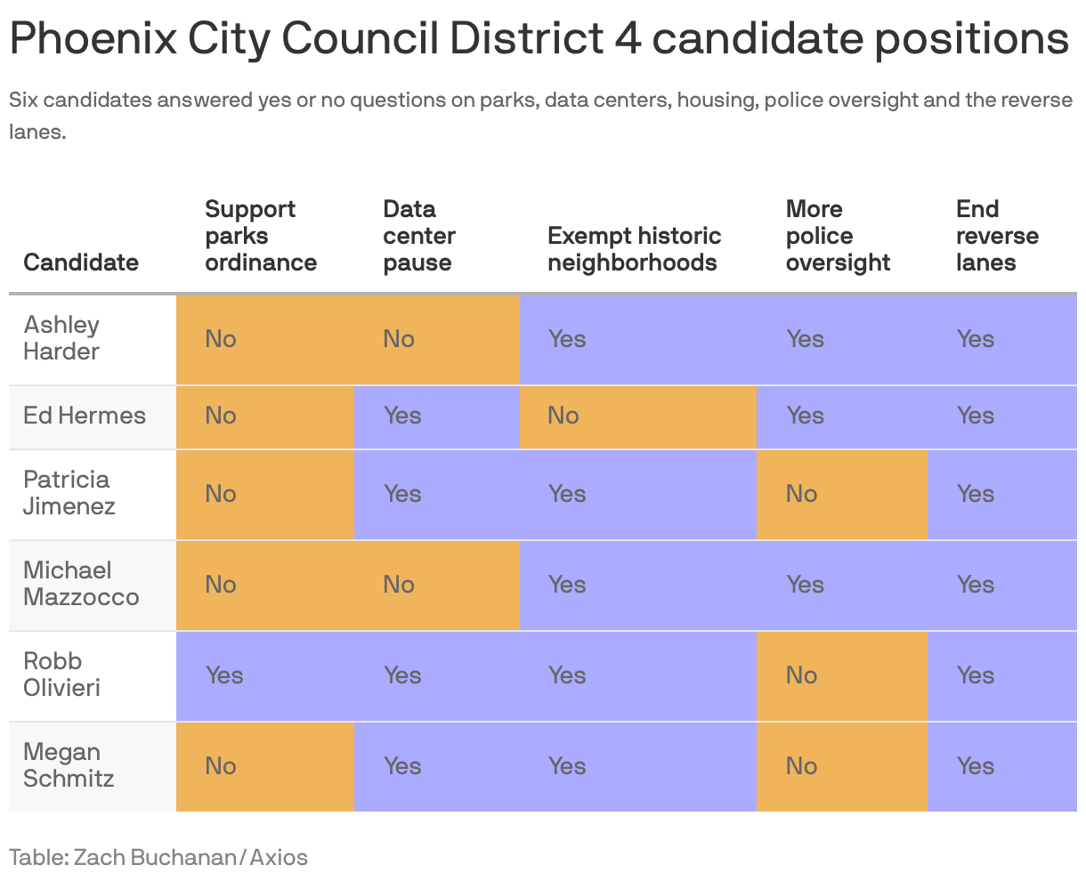 Phoenix City Council District 4 candidate positions