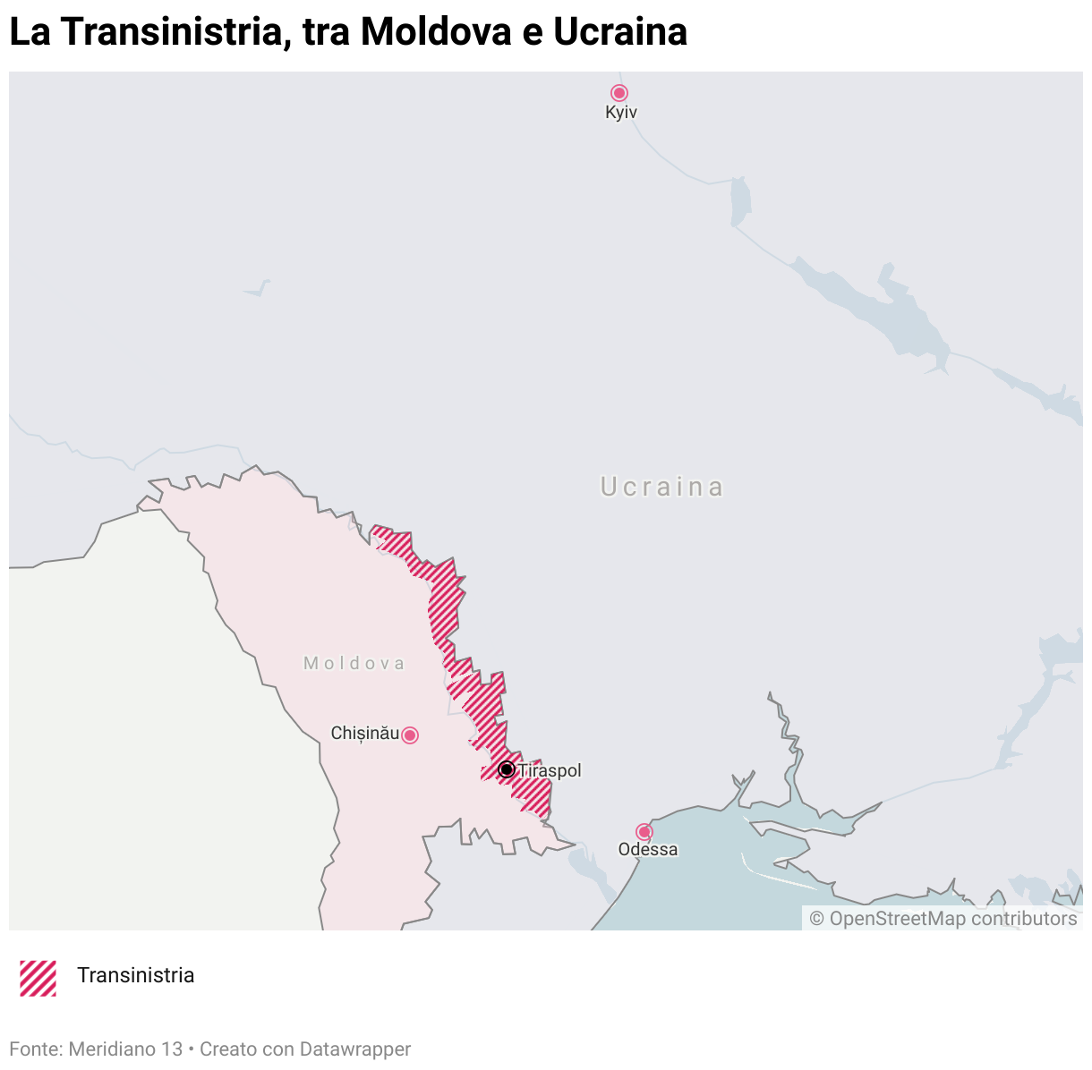 Mappa della Transinistria. Separatismo e Majdan sono due temi correlati. 