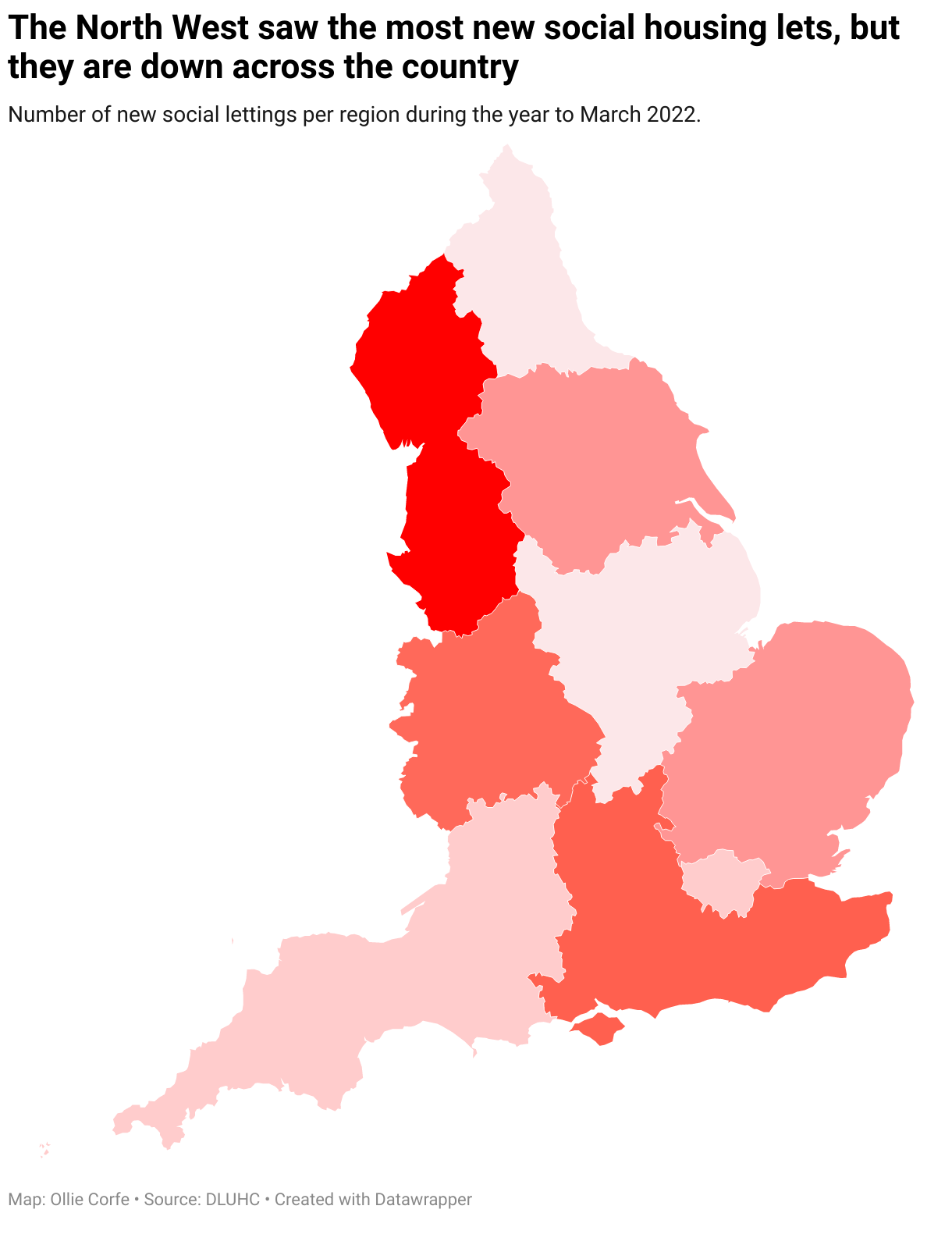 Map of England by council rent charged.