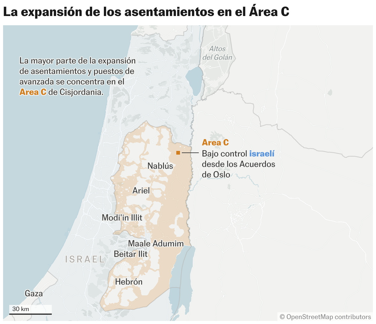 La expansión de los asentamientos en el Área C (Mapas de ubicación)