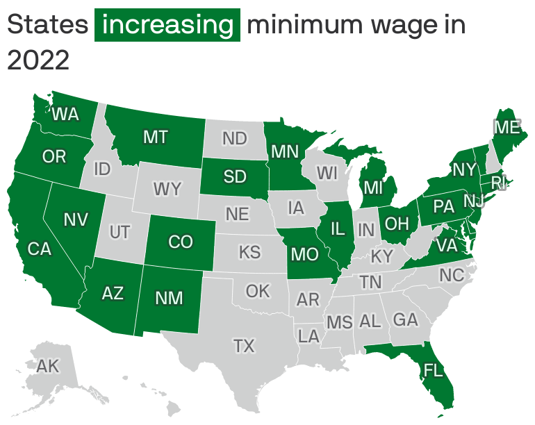 26 states will raise the minimum wage this year