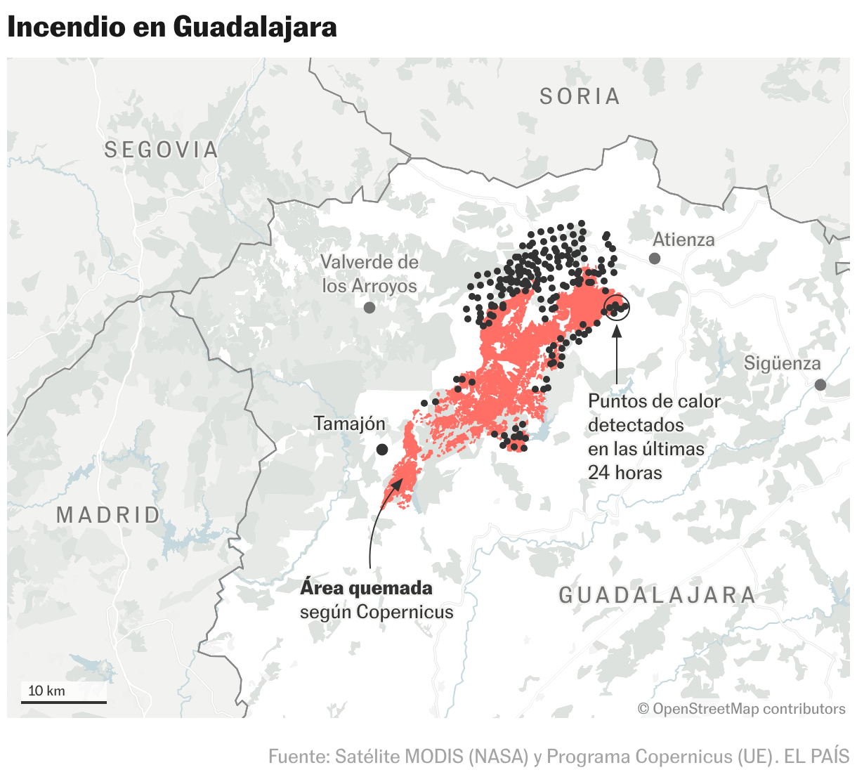 Incendio en Guadalajara (Mapas de ubicación)