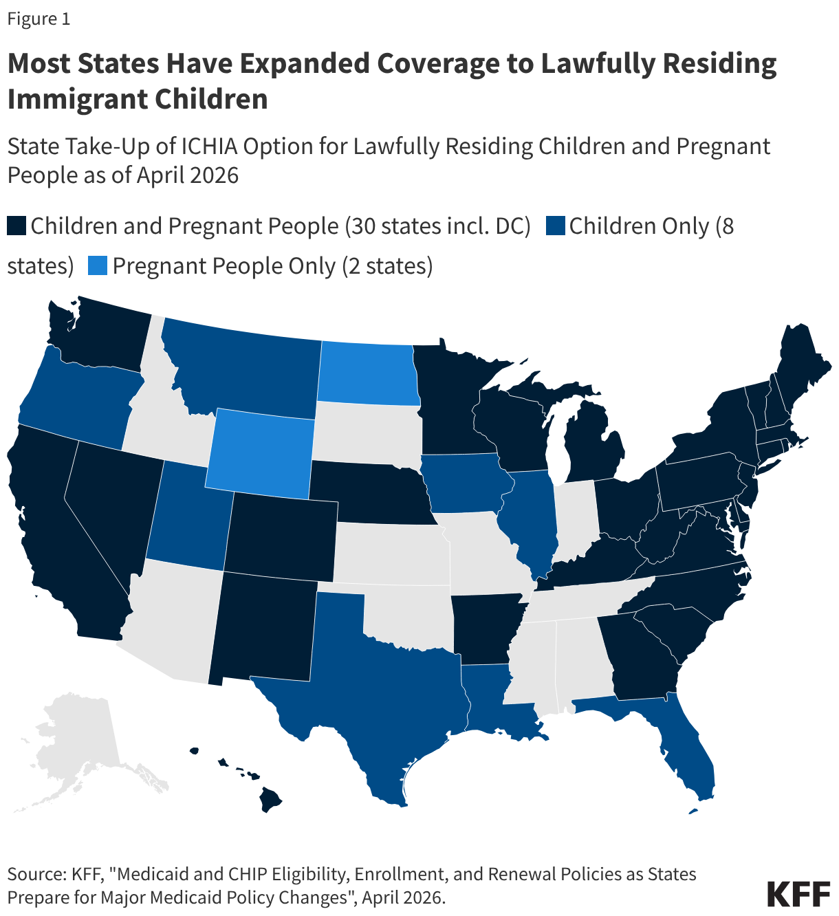 Most States Have Expanded Coverage to Lawfully Residing Immigrant Children (Choropleth map)