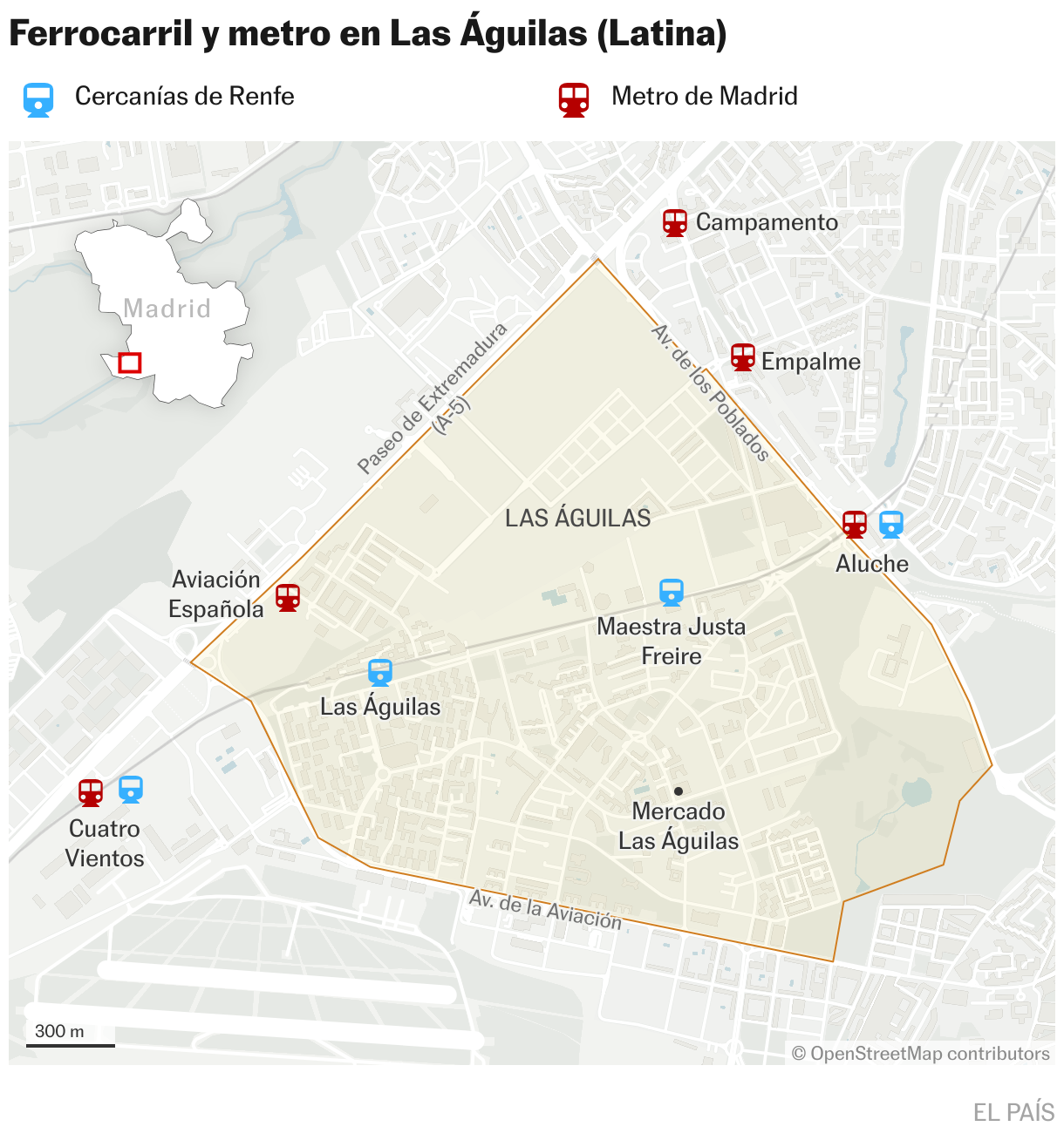 Las Águilas Barrio (Latina) (Locator Map)
