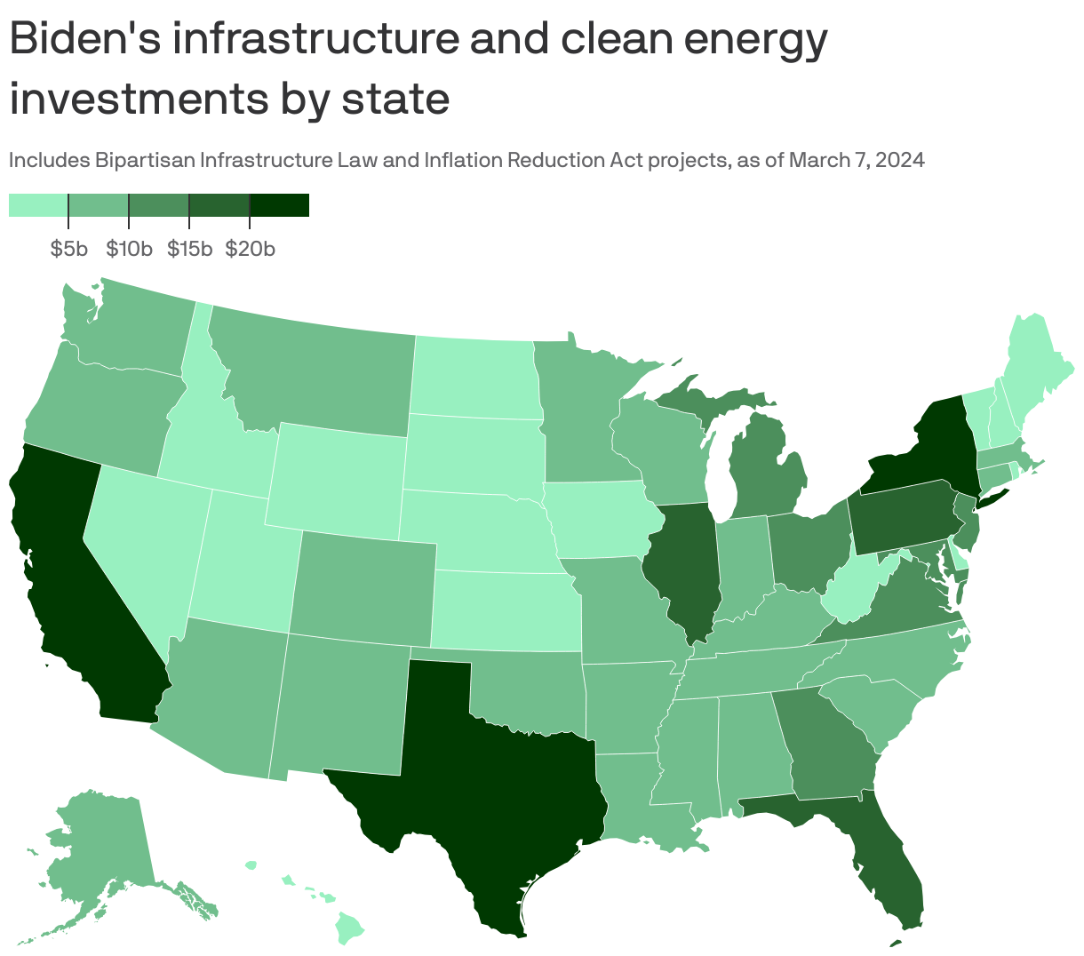 Biden's infrastructure and clean energy investments by state