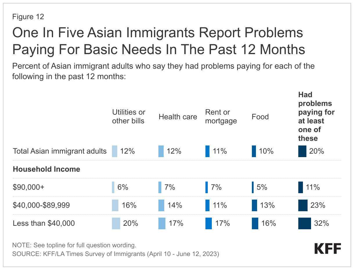 One In Five Asian Immigrants Report Problems Paying For Basic Needs In The Past 12 Months data chart