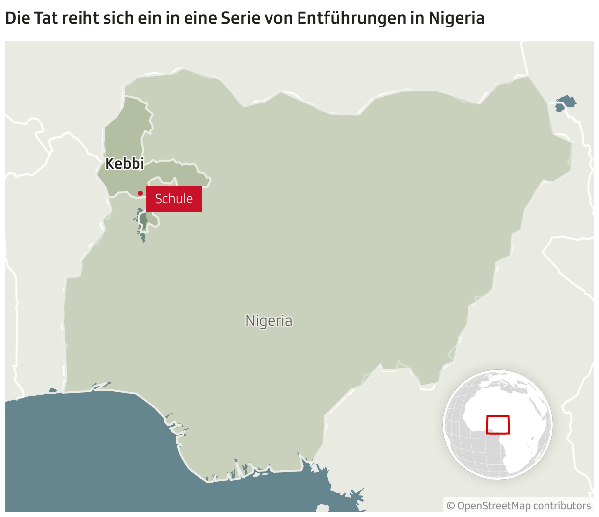 Die Tat reiht sich ein in eine Serie von Entführungen in Nigeria (Locator-Karte)