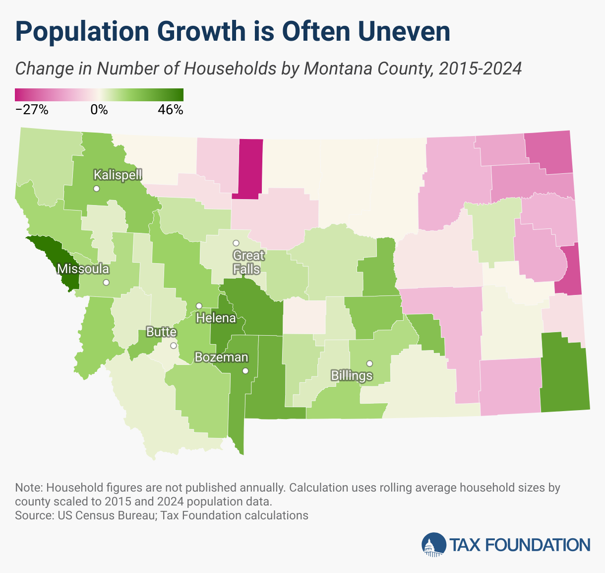 Population Growth is Often Uneven (Choropleth map)