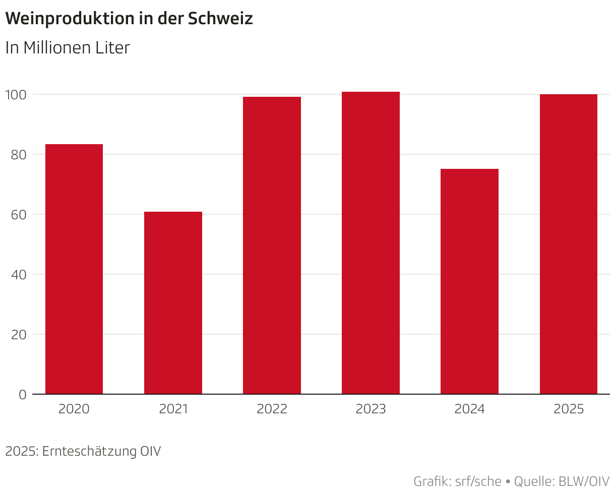 Weinproduktion in der Schweiz (Säulen)