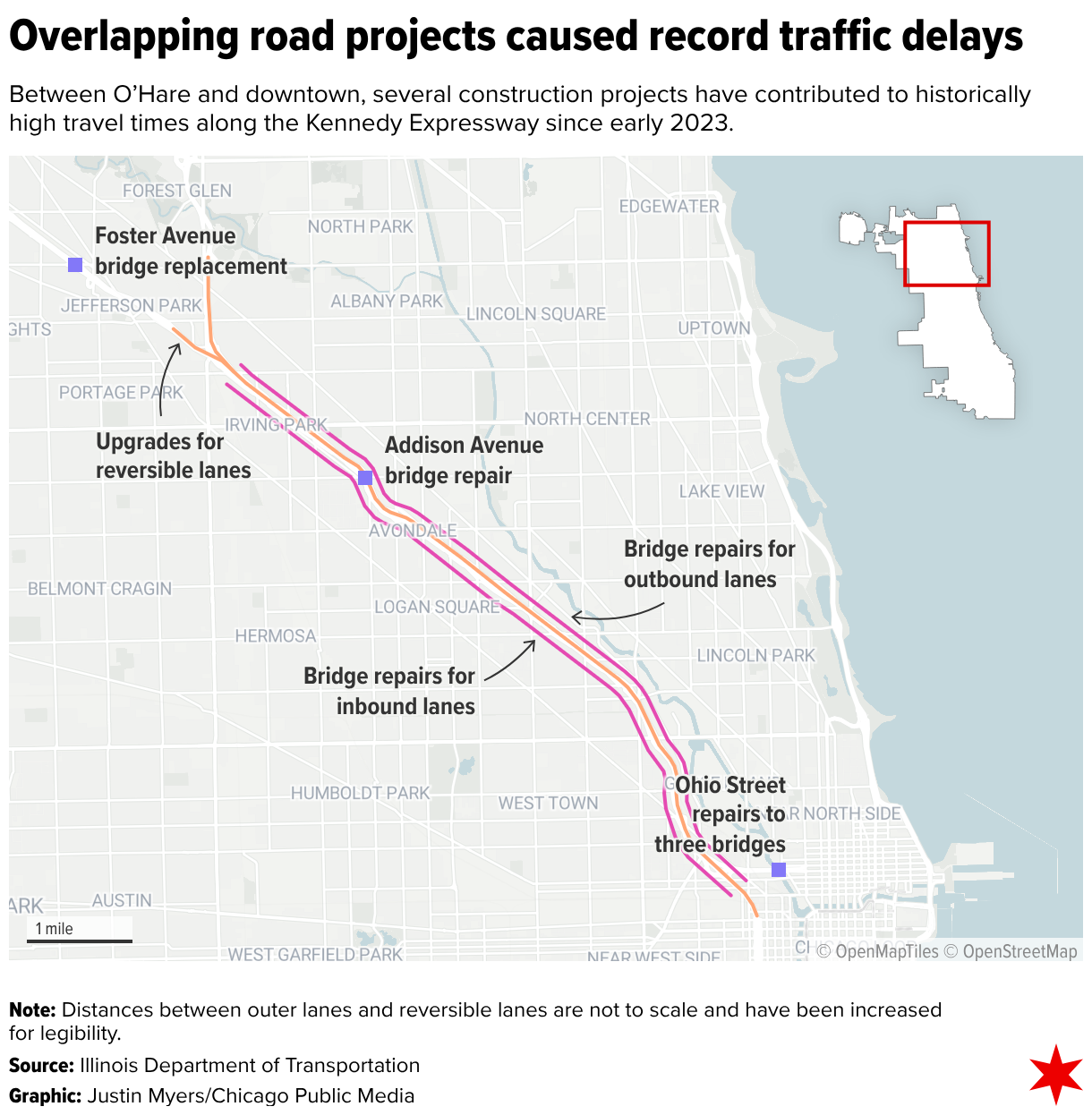 Overlapping road projects caused record traffic delays (Locator map)