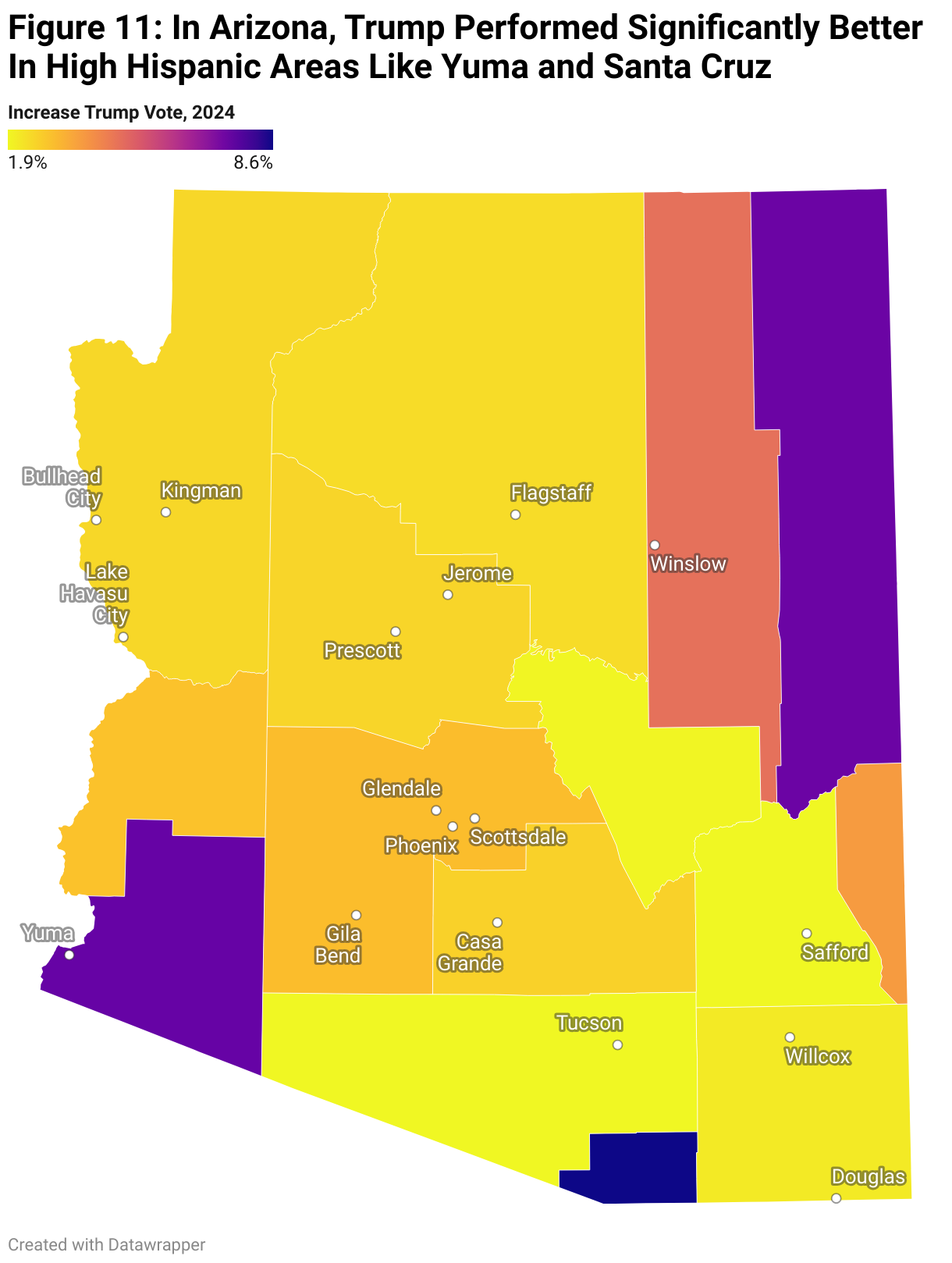 Figure 11: In Arizona, Trump Performed Significantly Better In High Hispanic Areas Like Yuma and Santa Cruz