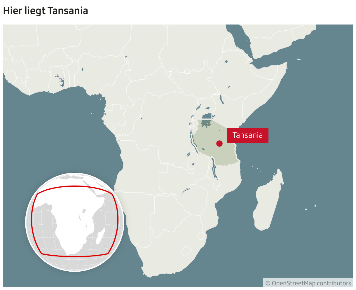 Hier liegt Tansania (Locator-Karte)