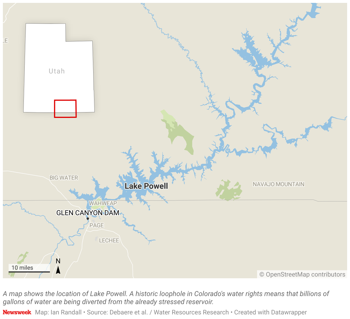 A map shows the location of Lake Powell.