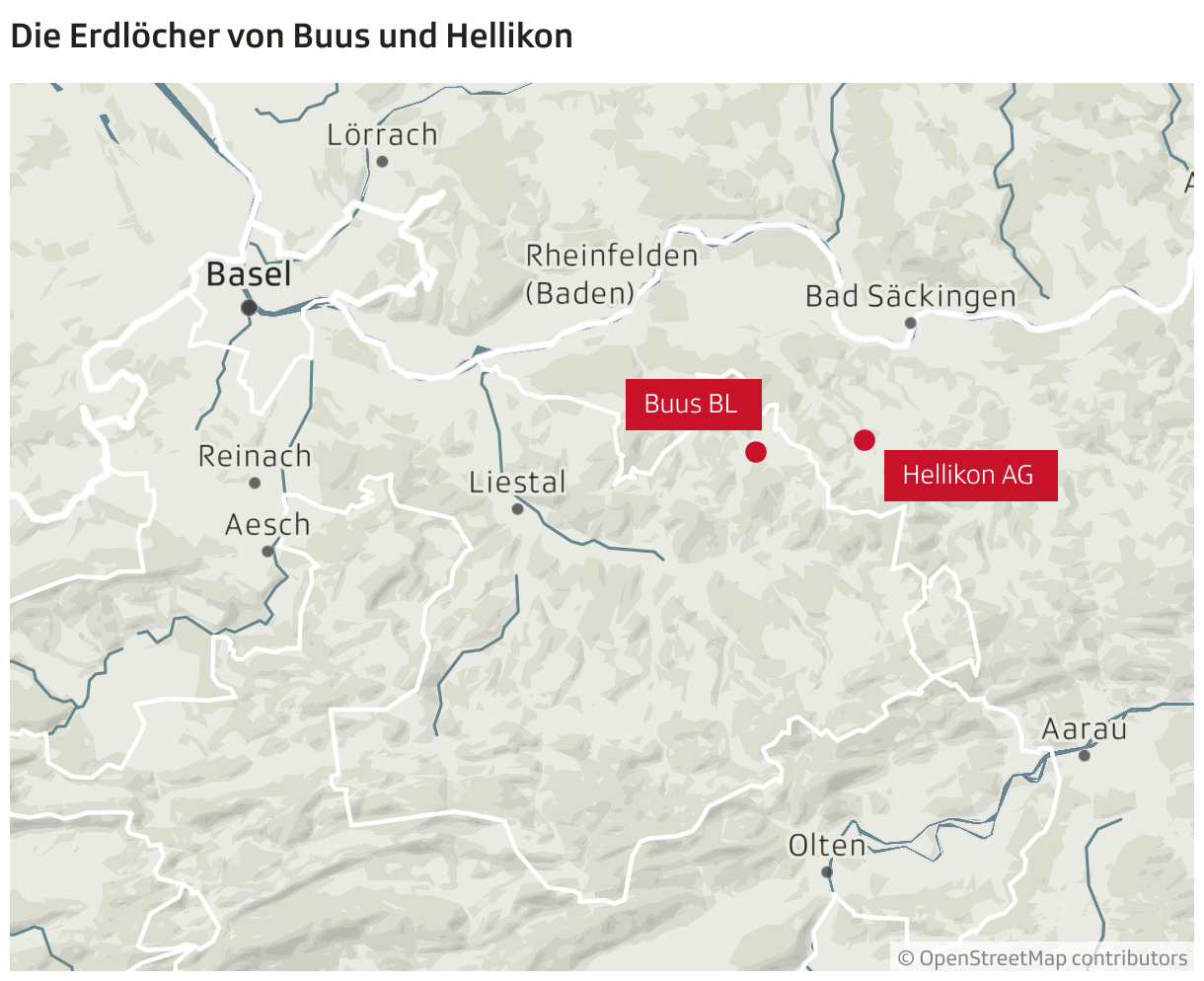 Die Erdlöcher von Buus und Hellikon (Locator-Karte)