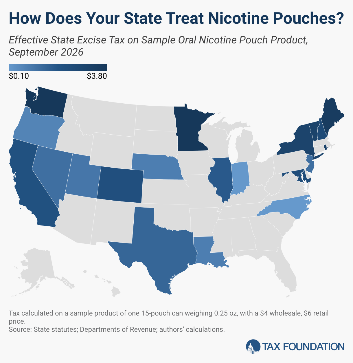 How Does Your State Treat Nicotine Pouches? (Choropleth map)