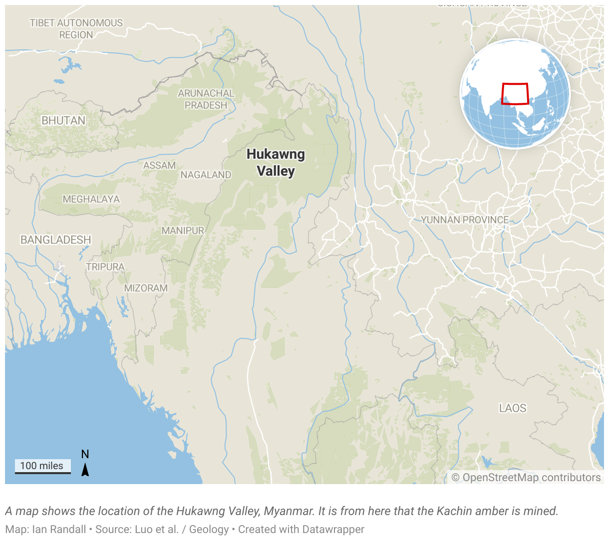 A map shows the location of the Hukawng Valley, Myanmar.