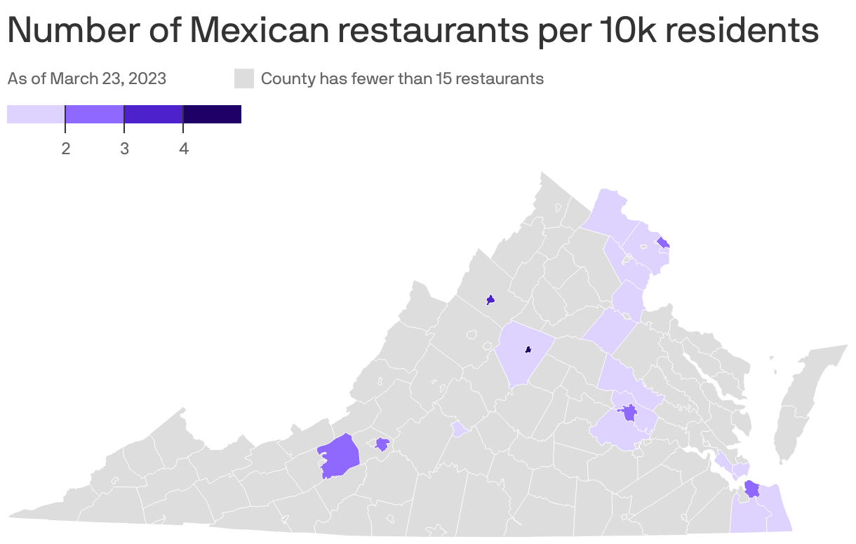 Number of Mexican restaurants per 10k residents