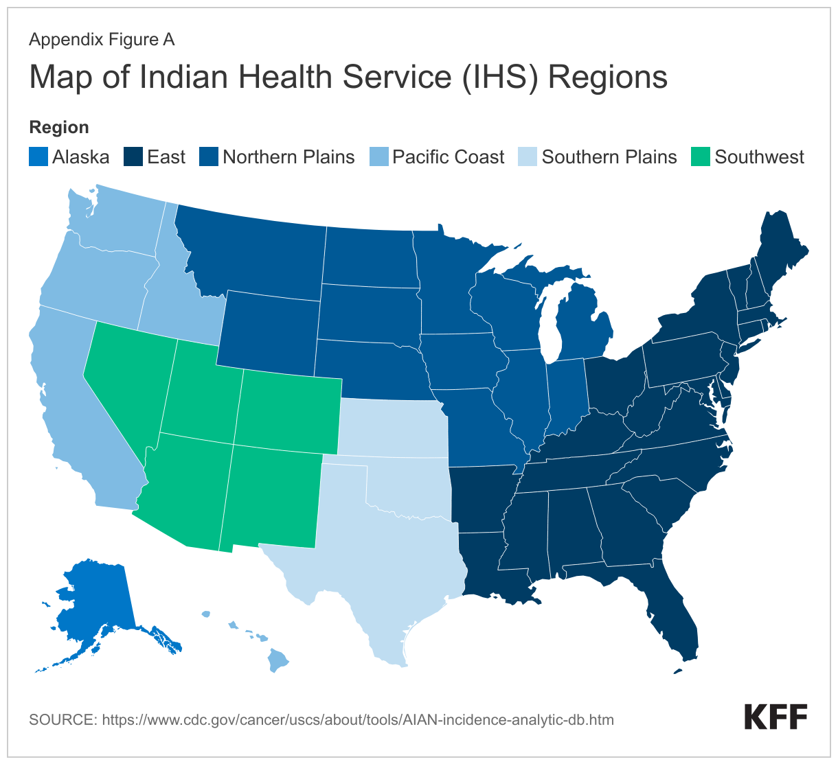 Map of Indian Health Service (IHS) Regions (Copy) data chart