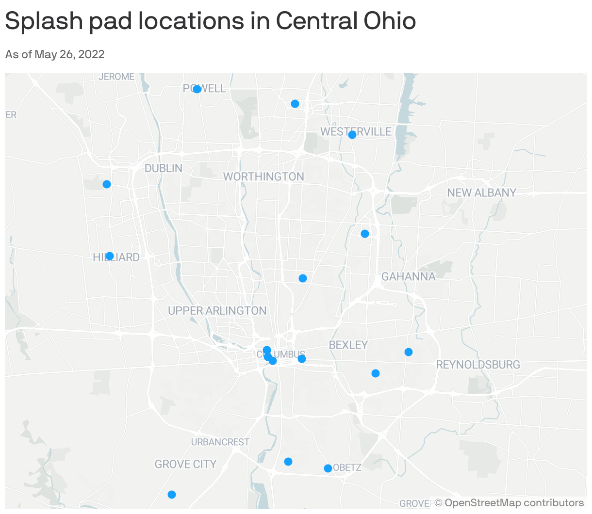 Splash pad locations in Central Ohio