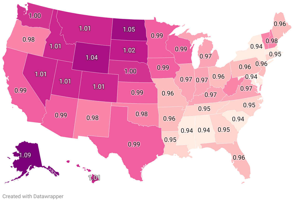 Male To Female Ratio By State 2024 