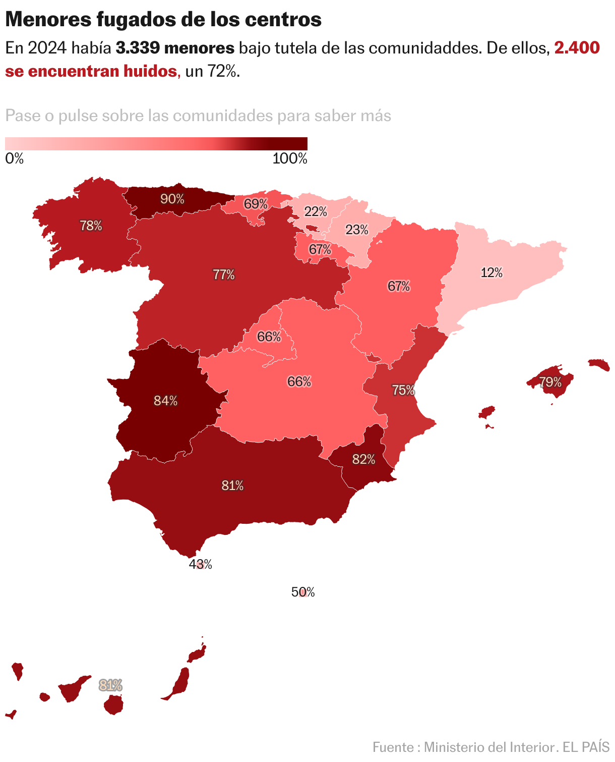Menores que se fugaron de centros (mapa coroplético)