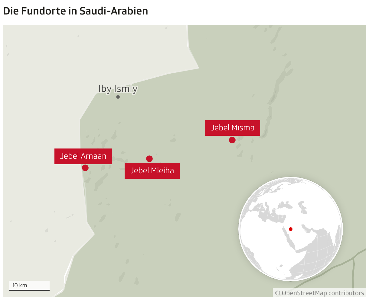 Die Fundorte in Saudi-Arabien (Locator-Karte)