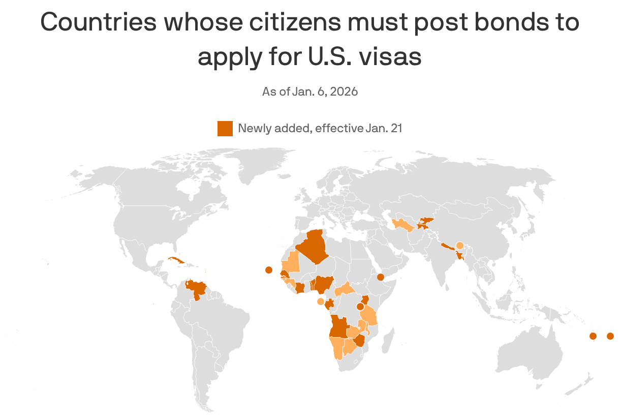 Trump adds Venezuela to list of countries whose citizens must post bonds for U.S. visas