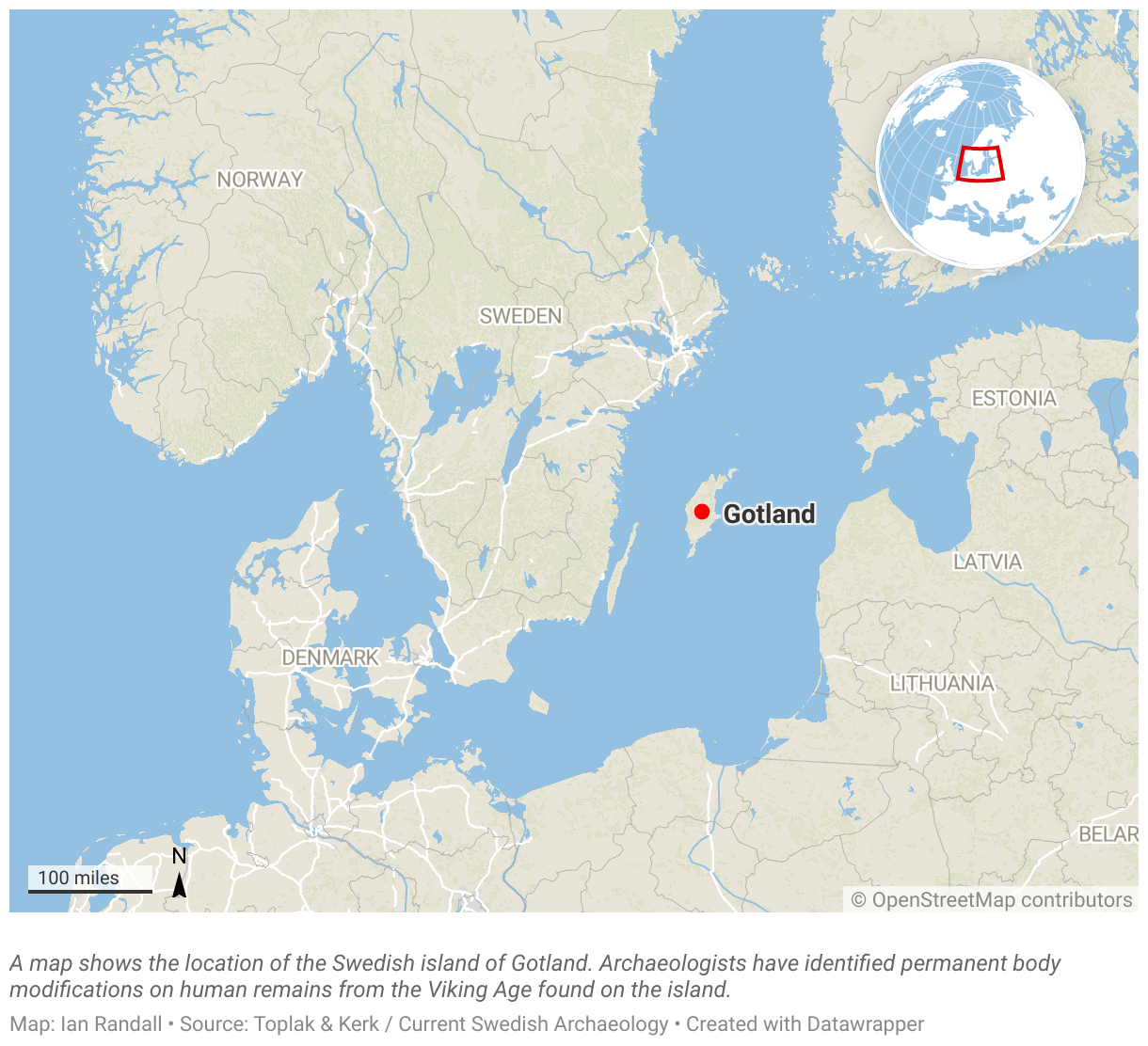 A map shows the location of the Swedish island of Gotland.