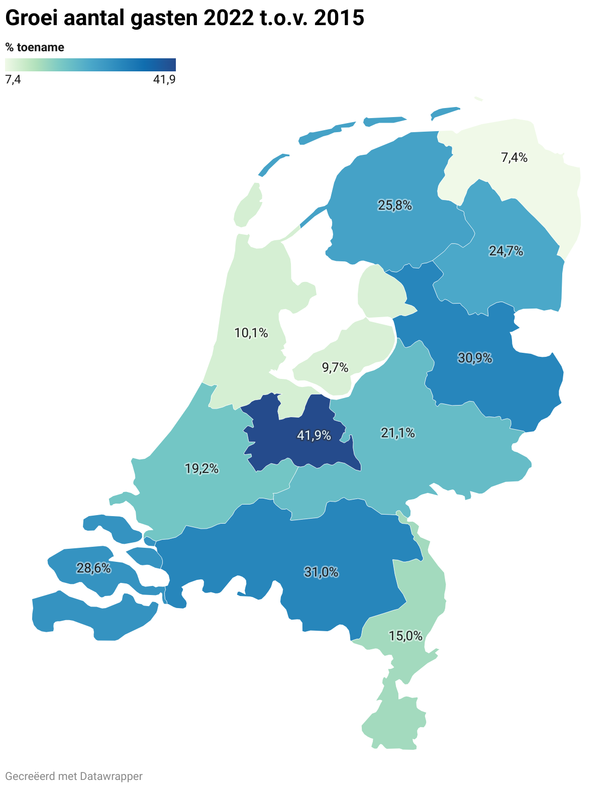 Onderzoek toerisme ontwikkeling Nederlandse provincie 2015 - 2022