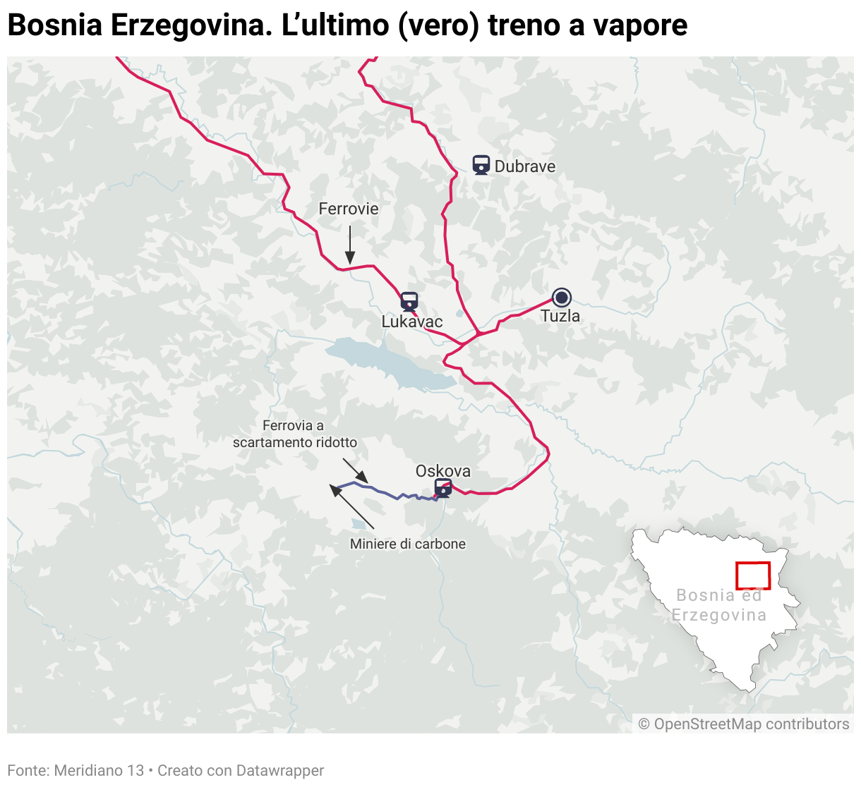 La mappa che indica i luoghi dove Marco Carlone cerca l'ulimo treno a vapore in Europa. Un estratto dal libro "Binario Est"