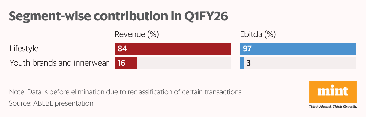 Segment-wise contribution in Q1FY26 (Split Bars)