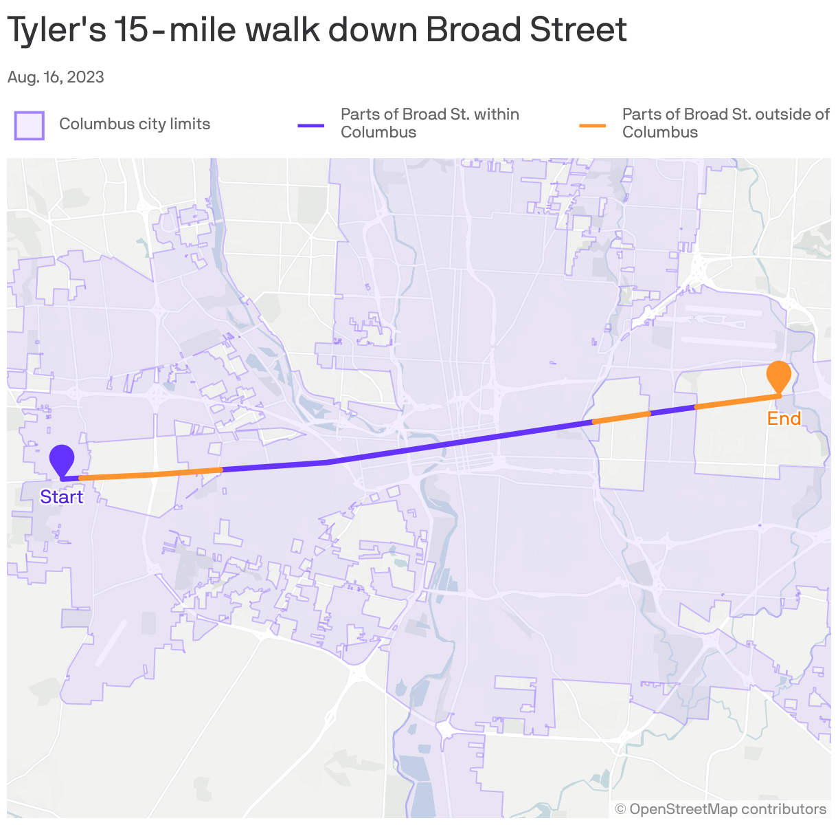 Tyler's 15-mile walk down Broad Street
