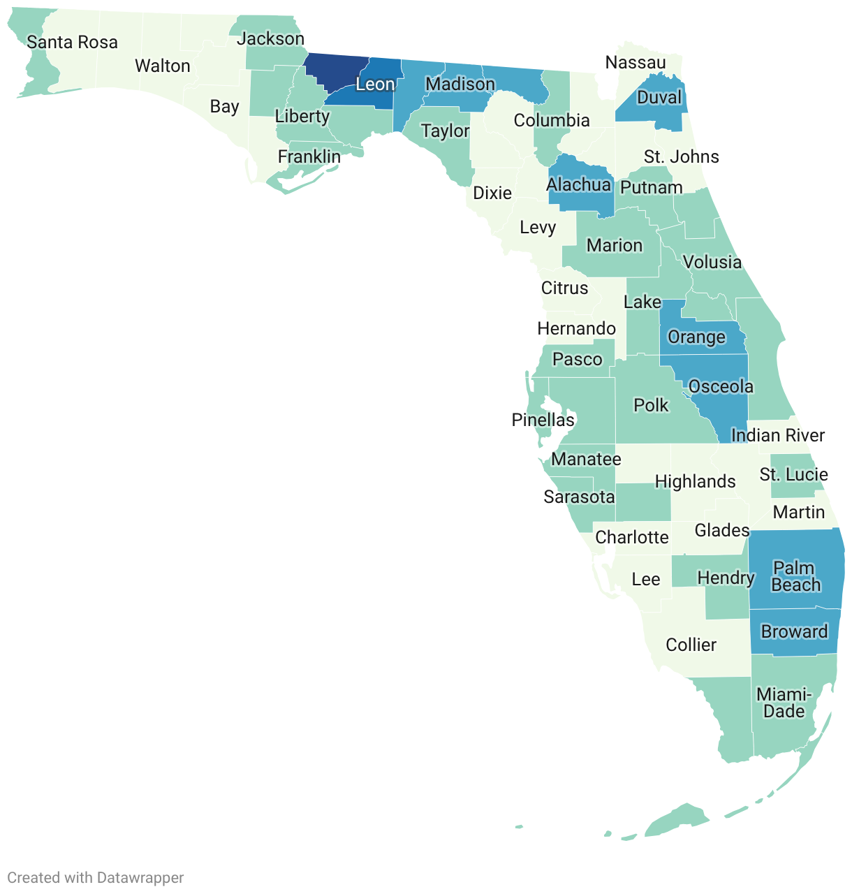 Democratic Share by County