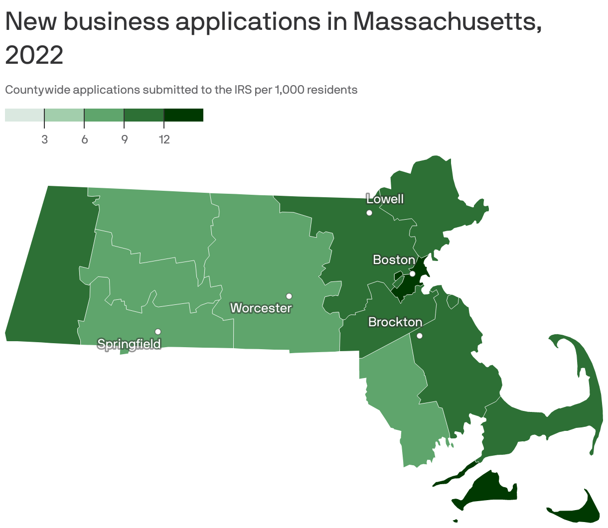 New business applications in Massachusetts, 2022
