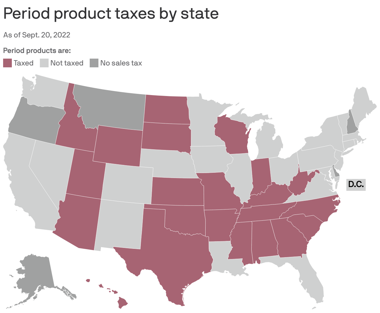 Period product taxes by state