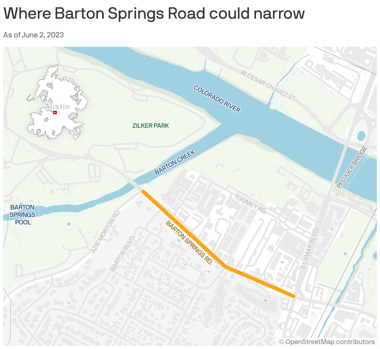 Where Barton Springs Road could narrow