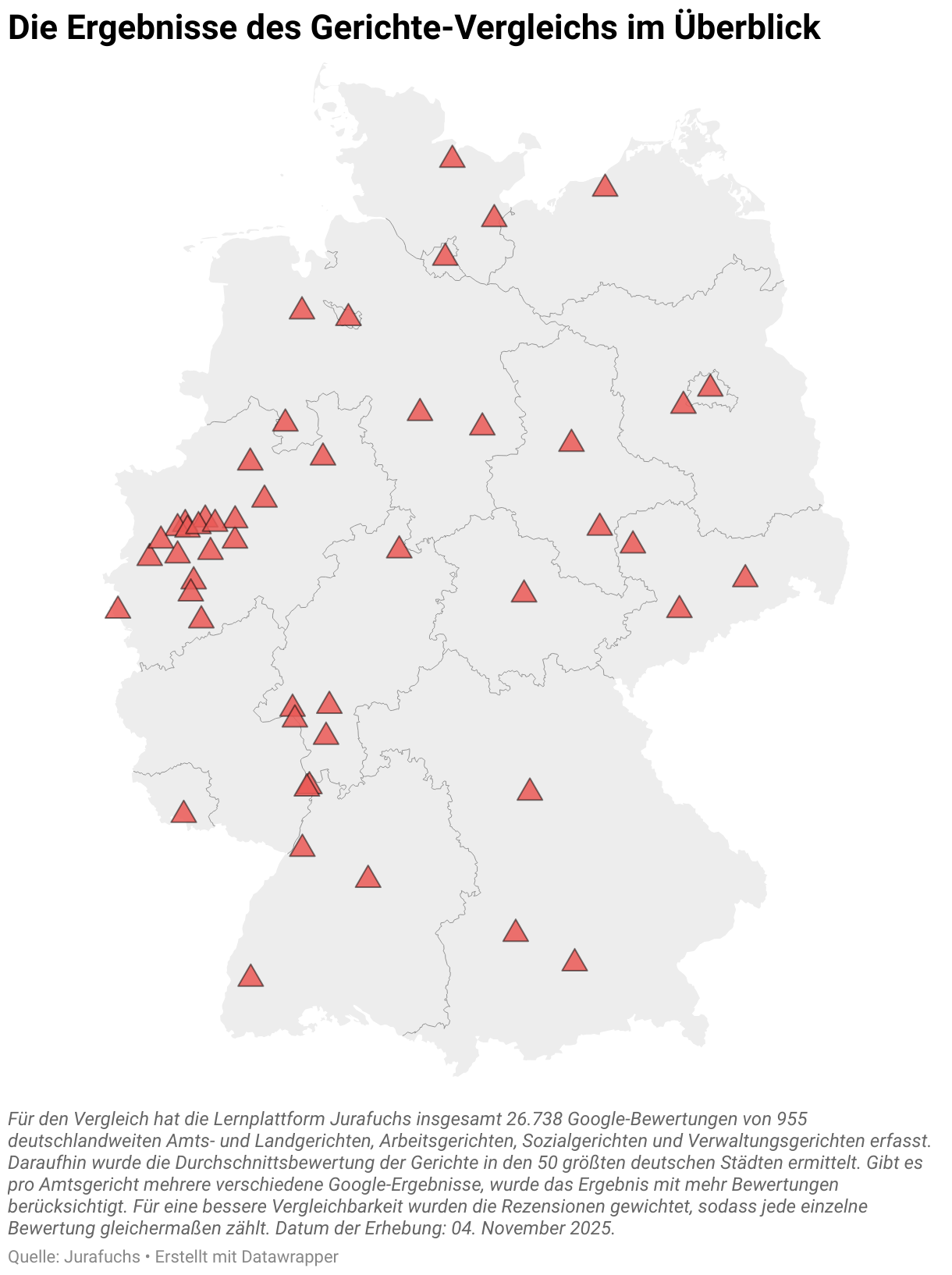 Die Ergebnisse des Gerichte-Vergleichs im Überblick (Symbol-Karte)
