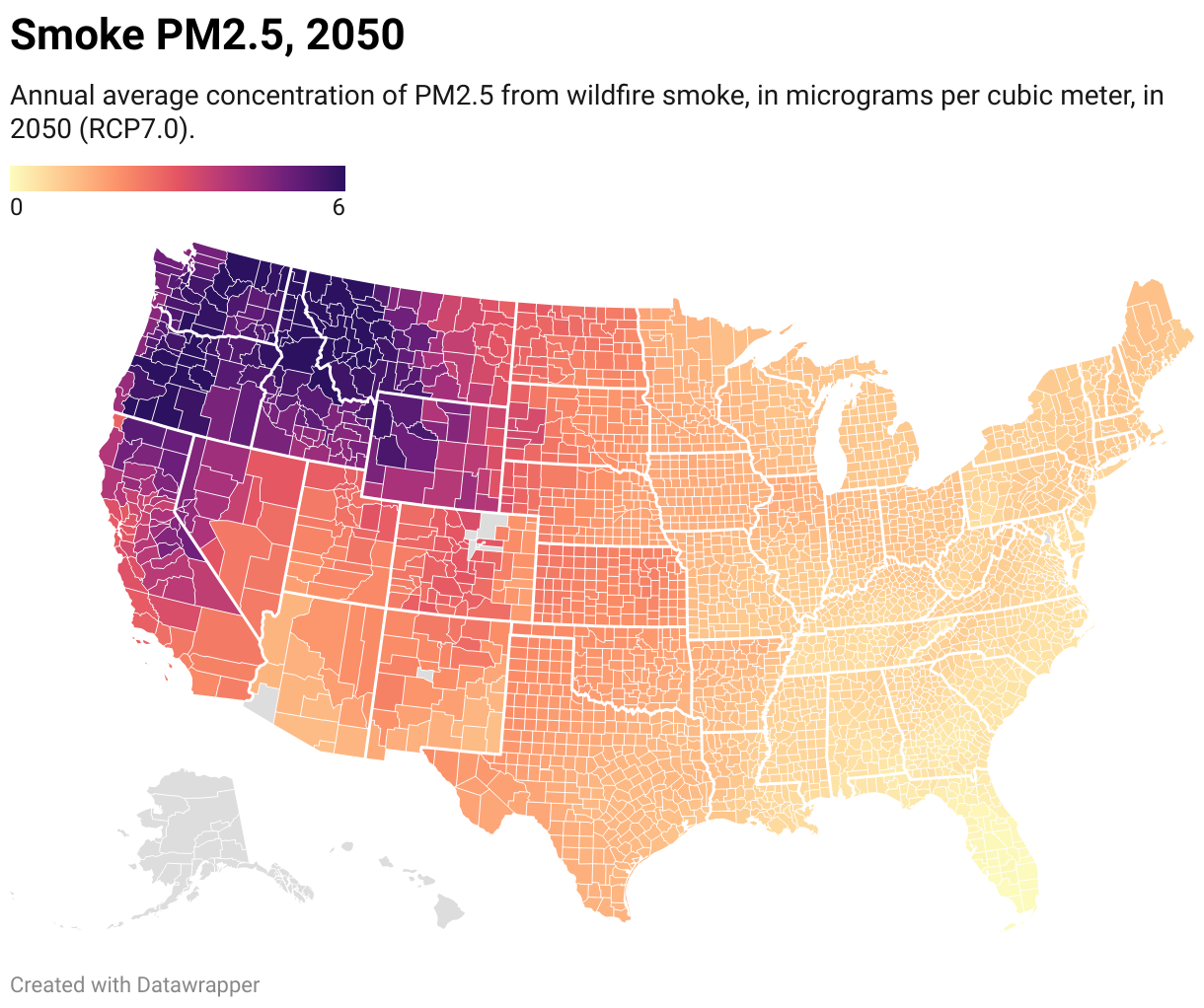 Smoke PM2.5, 2050 (Choropleth map)