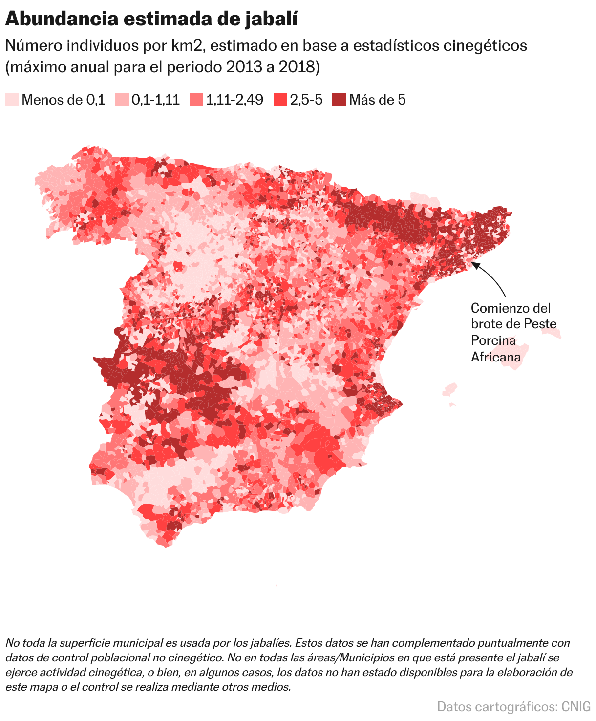 Abundancia estimada de jabalí (Mapa coroplético)