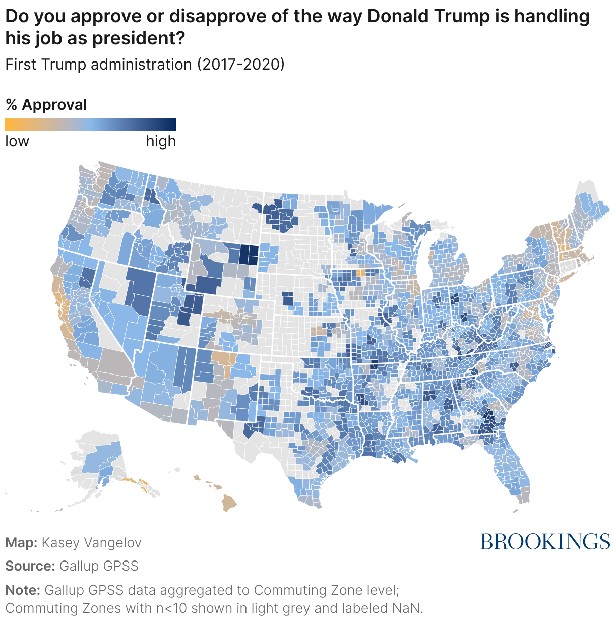Do you approve or disapprove of the way Donald Trump is handling his job as president? (Choropleth map)